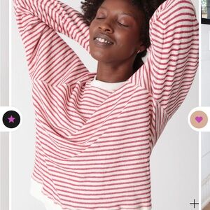 Electric & Rose ronan pullover ivory + chili stripe NWOT